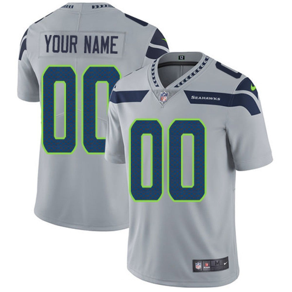 Men's Seattle Seahawks Customized Gray Alternate Vapor Untouchable Limited Stitched NFL Jersey 