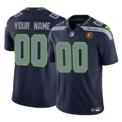 Men's Seattle Seahawks Active Player Custom Navy 2023 F.U.S.E. With John Madden Patch Vapor Limited Stitched Football Jersey 