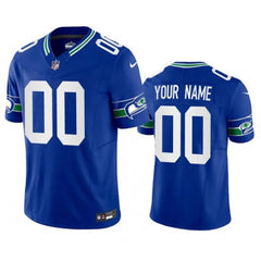 Men's Seattle Seahawks Customized Royal 2023 F.U.S.E. Vapor Limited Throwback Stitched Football Jersey 
