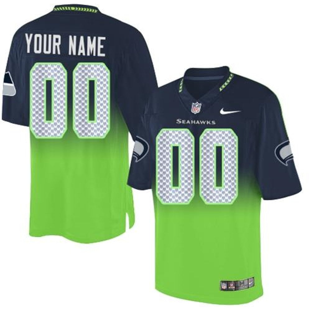 Seattle Seahawks Customized Steel Blue/Green Men's Stitched Elite Fadeaway Fashion NFL Jersey 