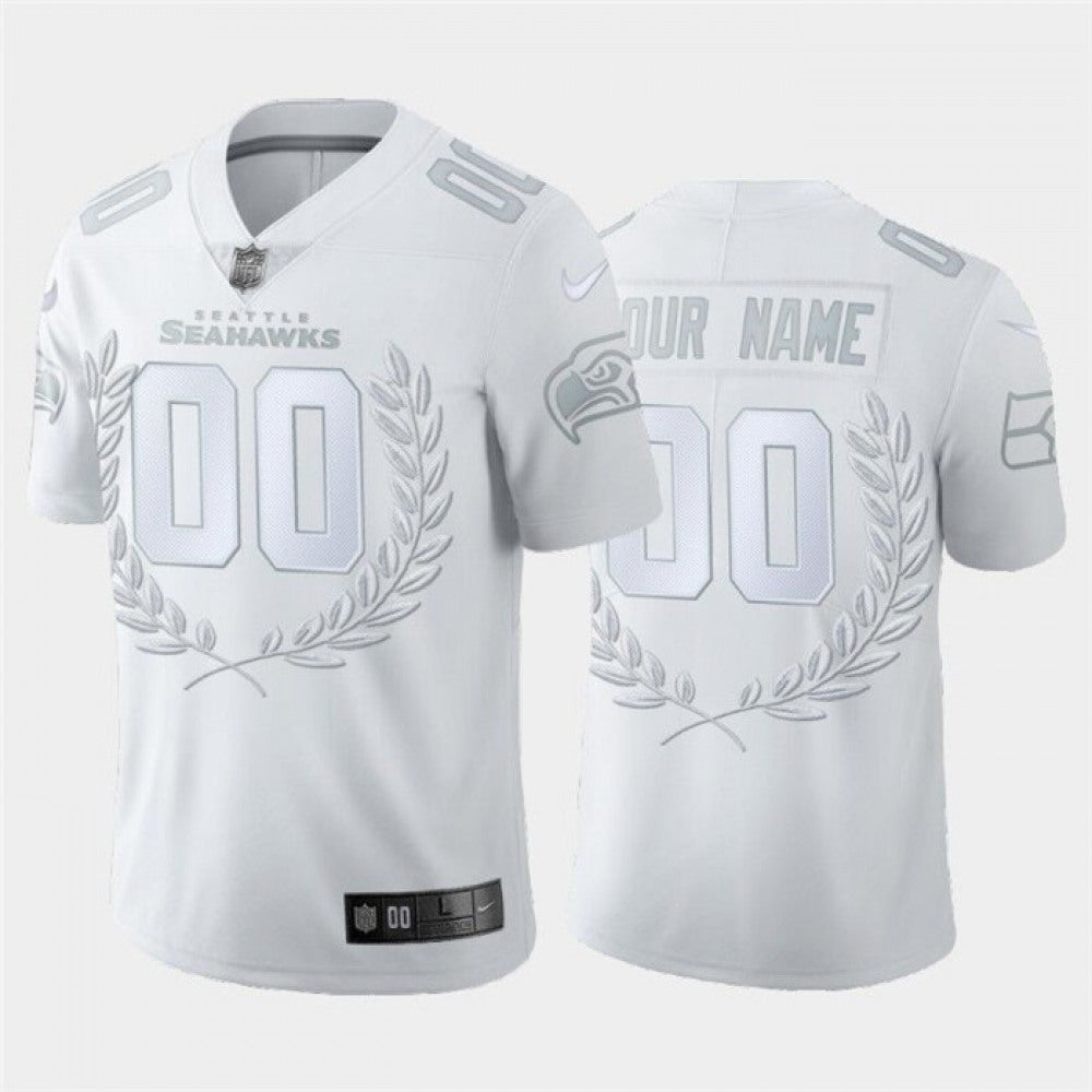Men's Seattle Seahawks Customized White MVP Stitched Limited Jersey 
