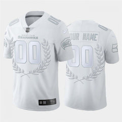 Men's Seattle Seahawks Customized White MVP Stitched Limited Jersey 