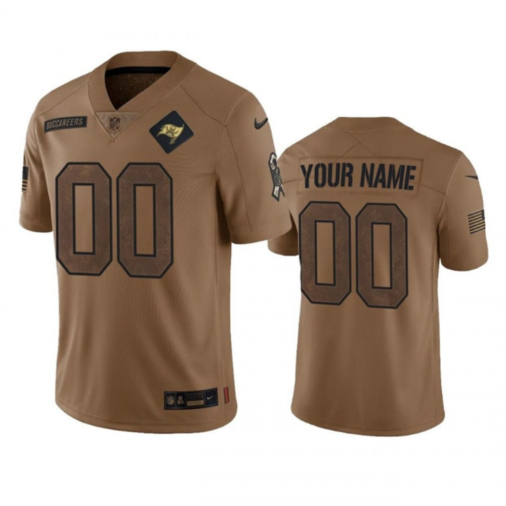 Men's Tampa Bay Buccaneers Active Player Custom 2023 Brown Salute To Service Limited Stitched Jersey 