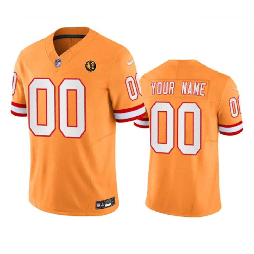 Men's Tampa Bay Buccaneers Active Player Custom Gold 2023 F.U.S.E. Throwback With John Madden Patch Vapor Limited Stitched Football Jersey 