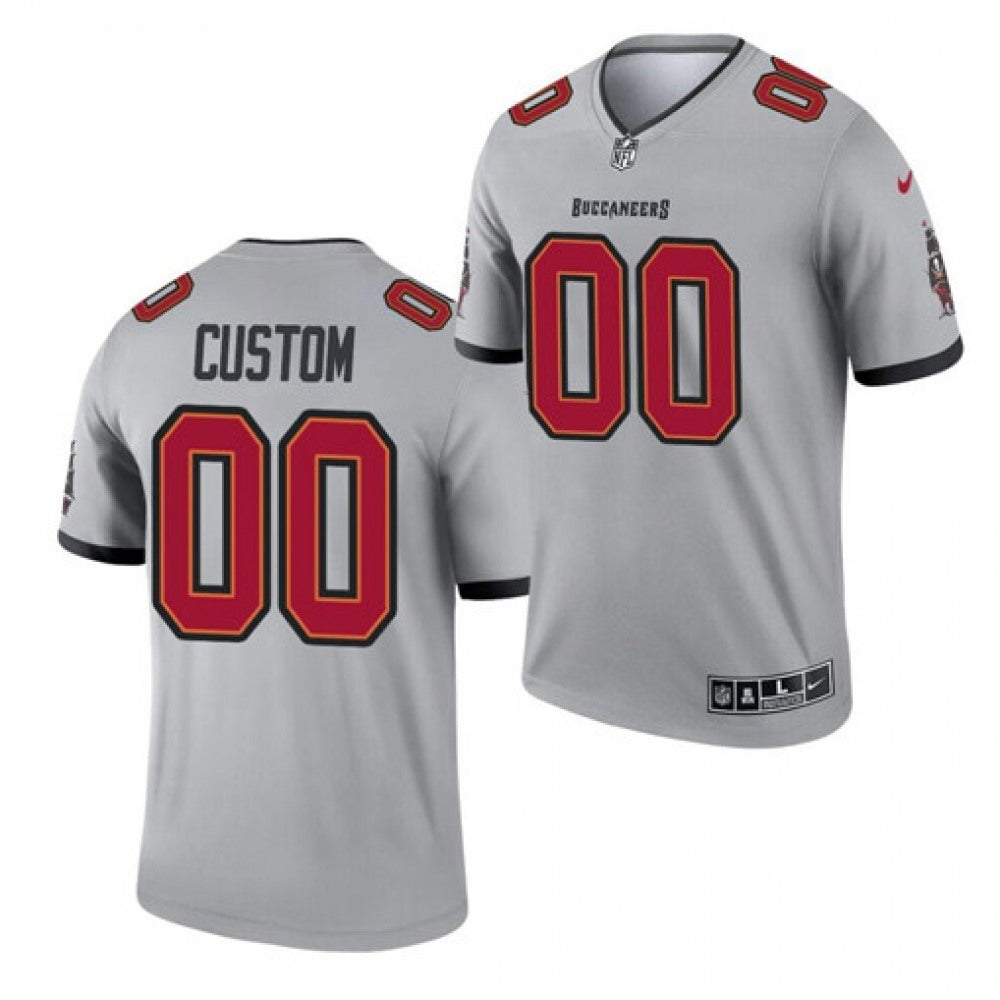 Men's Tampa Bay Buccaneers ACTIVE PLAYER Custom 2021 Gray Inverted Legend Stitched Jersey 