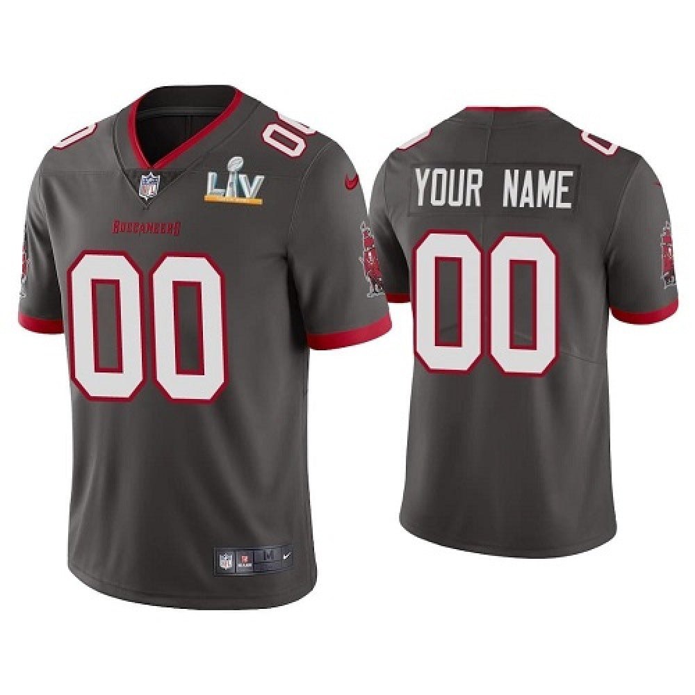 Men's Tampa Bay Buccaneers Customized 2021 Grey Super Bowl LV Limited Stitched Jersey 