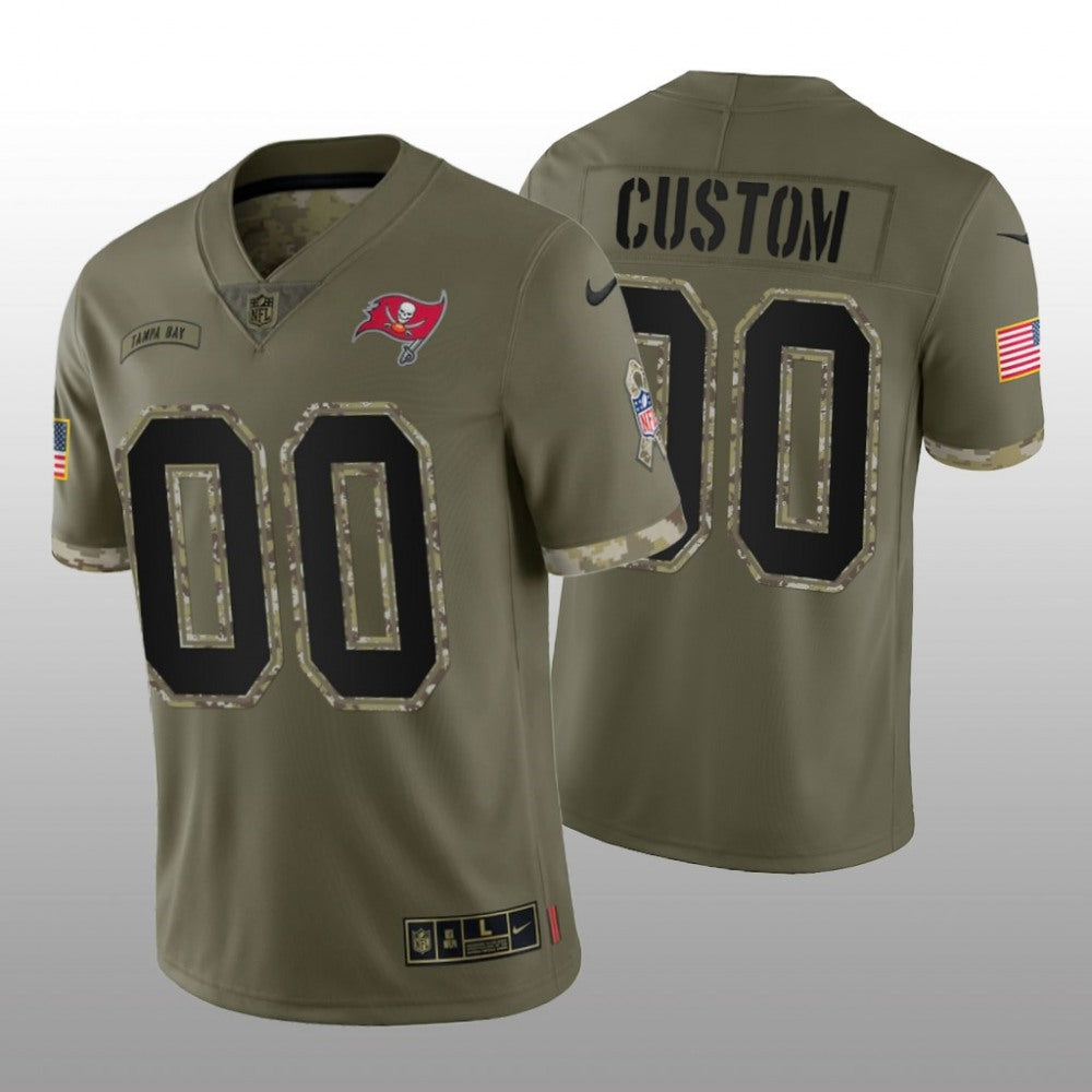 Men's Tampa Bay Buccaneers ACTIVE PLAYER Custom Olive 2022 Salute To Service Limited Stitched Jersey 