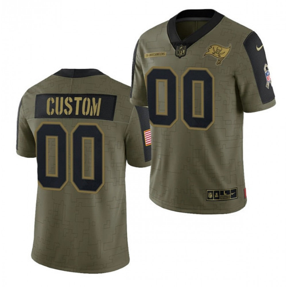 Men's Tampa Bay Buccaneers ACTIVE PLAYER Custom 2021 Olive Salute To Service Limited Stitched Jersey 