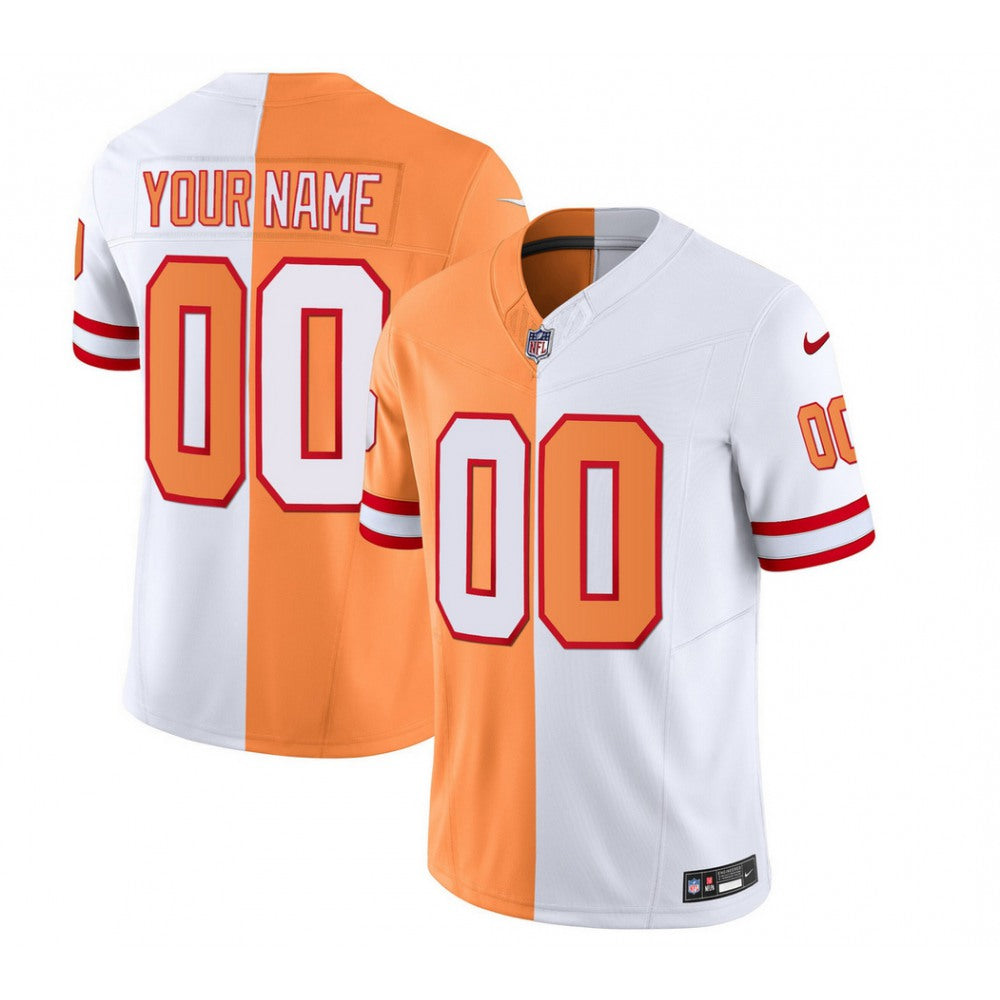 Men's Tampa Bay Buccaneers Active Player Custom 2023 F.U.S.E.White/Orange Split Throwback Limited Stitched Jersey 