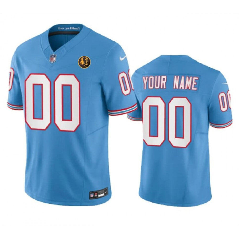 Men's Tennessee Titans Active Player Custom Blue 2023 F.U.S.E. Throwback With John Madden Patch Vapor Limited Stitched Football Jersey 