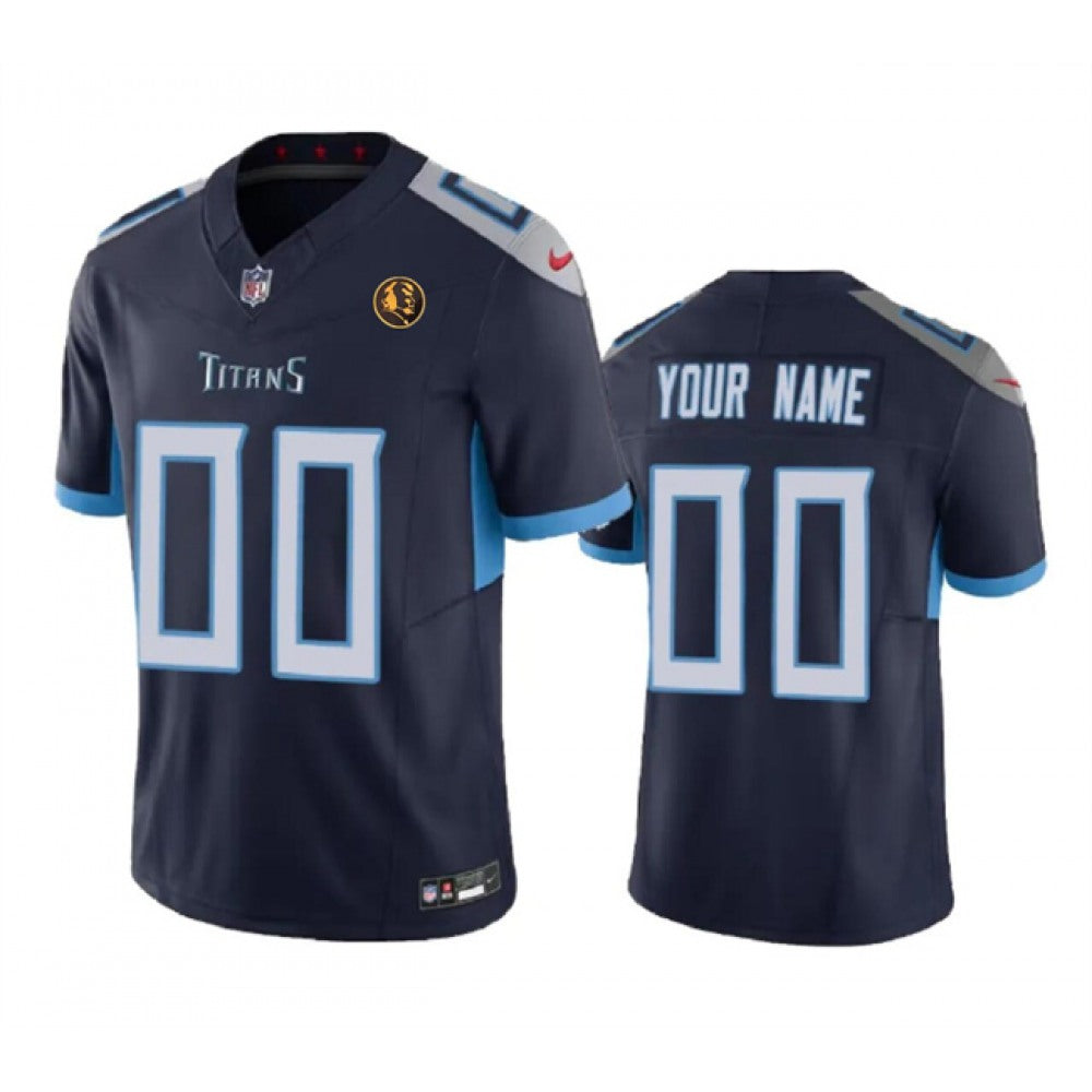 Men's Tennessee Titans Active Player Custom Navy 2023 F.U.S.E. With John Madden Patch Vapor Limited Stitched Football Jersey 