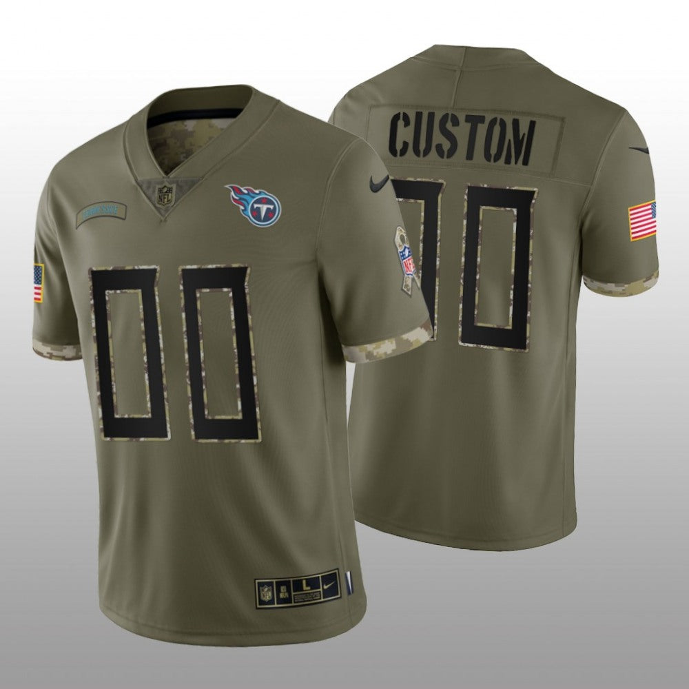 Men's Tennessee Titans ACTIVE PLAYER Custom Olive 2022 Salute To Service Limited Stitched Jersey 