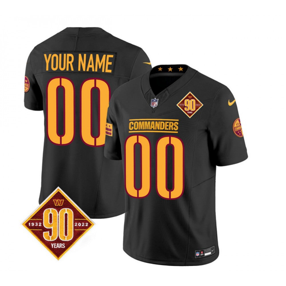 Men's Washington Commanders Active Player Custom Black 2023 F.U.S.E. 90th Anniversary Vapor Limited Stitched Football Jersey 