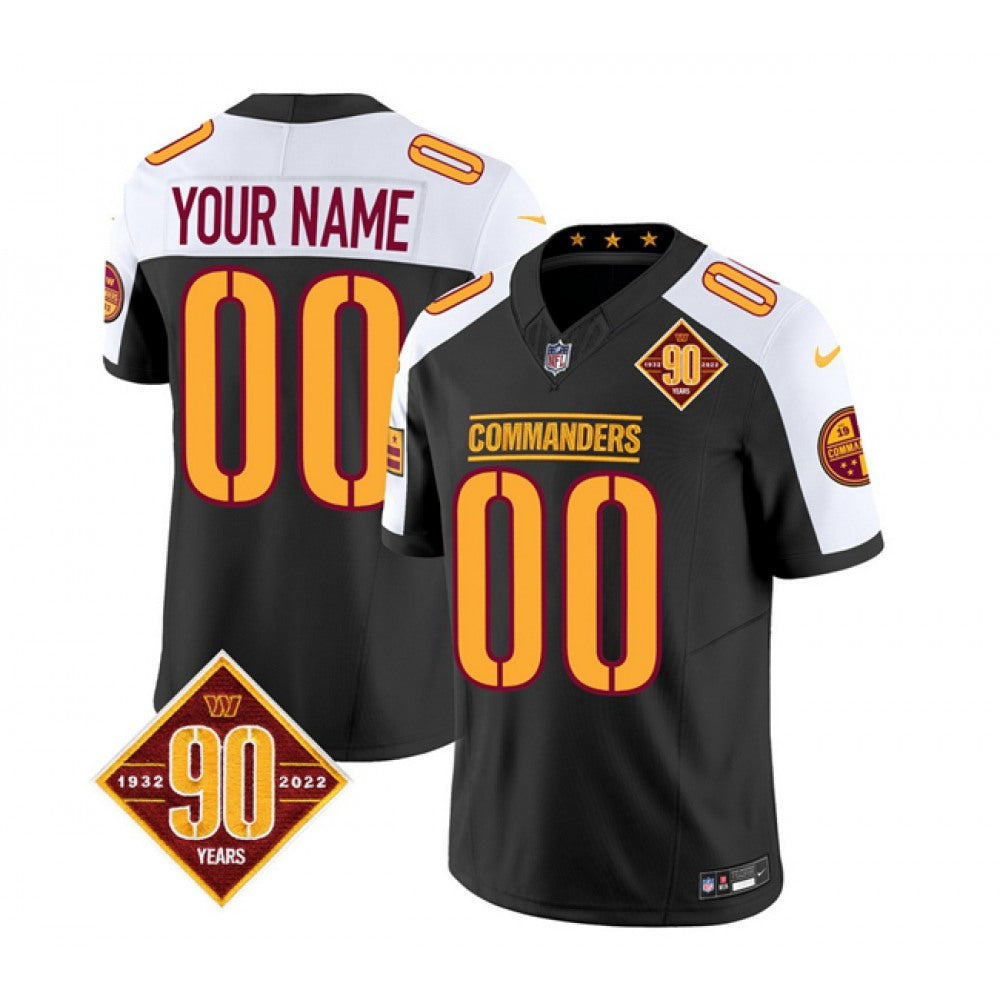 Men's Washington Commanders Active Player Custom Black/White 2023 F.U.S.E. 90th Anniversary Vapor Limited Stitched Football Jersey 