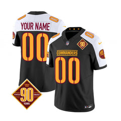 Men's Washington Commanders Active Player Custom Black/White 2023 F.U.S.E. 90th Anniversary Vapor Limited Stitched Football Jersey 