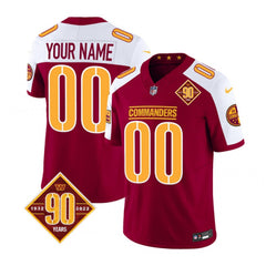 Men's Washington Commanders Active Player Custom Burgundy/White 2023 F.U.S.E. 90th Anniversary Vapor Limited Stitched Football Jersey 