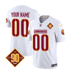 Men's Washington Commanders Active Player Custom White 2023 F.U.S.E. 90th Anniversary Vapor Limited Stitched Football Jersey 
