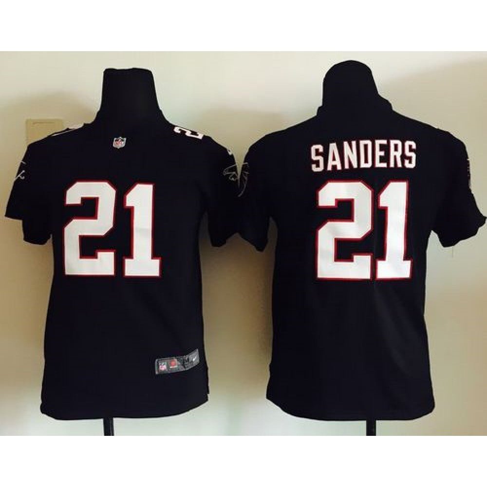Falcons #21 Deion Sanders Black Alternate Youth Stitched NFL Elite Jersey 