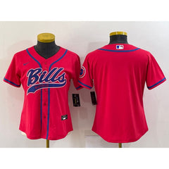 Youth Buffalo Bills Blank Red With Patch Cool Base Stitched Baseball Jersey 