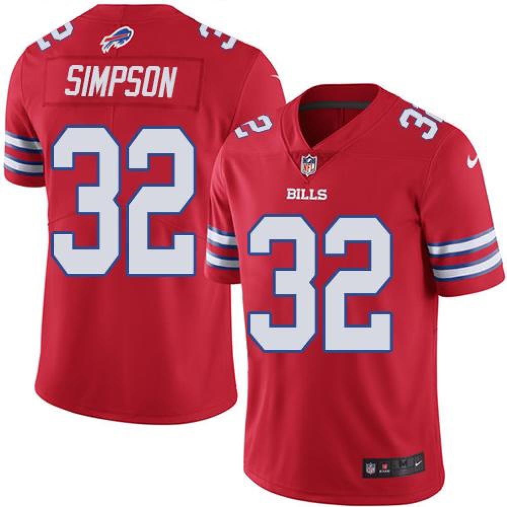 Bills #32 O. J. Simpson Red Youth Stitched NFL Limited Rush Jersey 