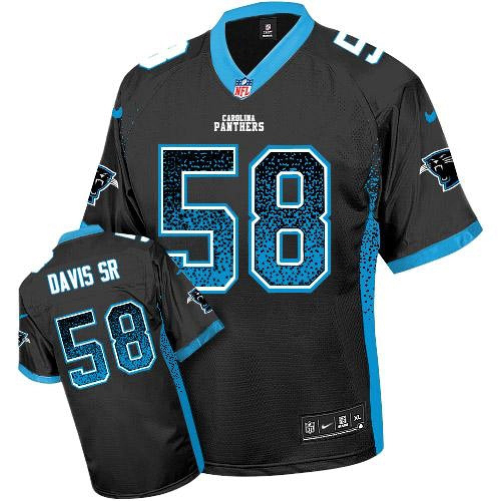 Panthers #58 Thomas Davis Sr Black Team Color Youth Stitched NFL Elite Drift Fashion Jersey 