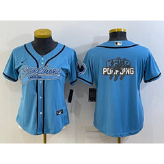 Youth Carolina Panthers Blue Team Big Logo With Patch Cool Base Stitched Baseball Jersey 