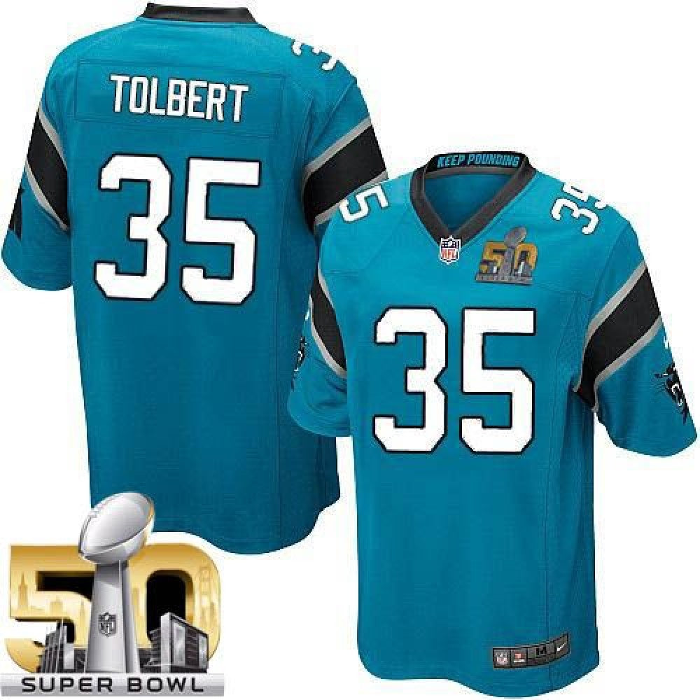 Panthers #35 Mike Tolbert Blue Alternate Super Bowl 50 Youth Stitched NFL Elite Jersey 