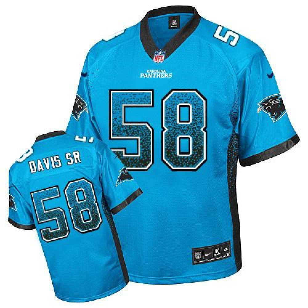 Panthers #58 Thomas Davis Sr Blue Alternate Youth Stitched NFL Elite Drift Fashion Jersey 