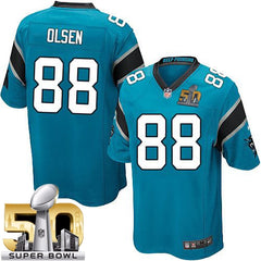 Panthers #88 Greg Olsen Blue Alternate Super Bowl 50 Youth Stitched NFL Elite Jersey 