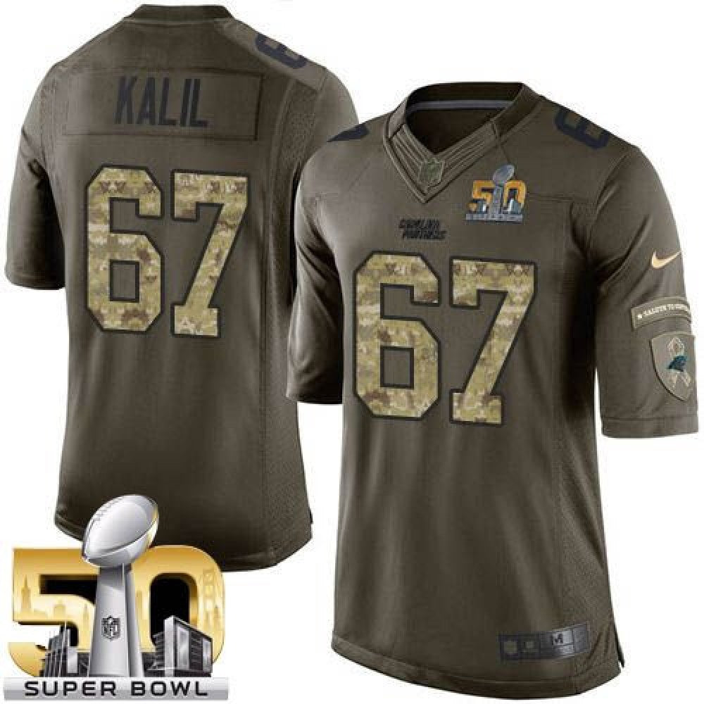 Panthers #67 Ryan Kalil Green Super Bowl 50 Youth Stitched NFL Limited Salute to Service Jersey 