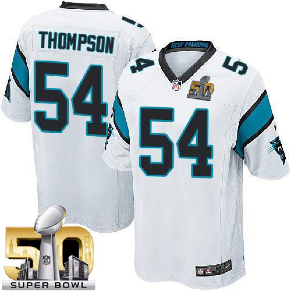 Panthers #54 Shaq Thompson White Super Bowl 50 Youth Stitched NFL Elite Jersey 