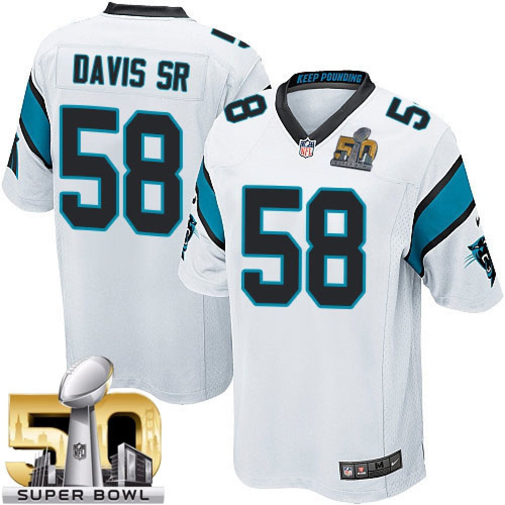 Panthers #58 Thomas Davis Sr White Super Bowl 50 Youth Stitched NFL Elite Jersey 