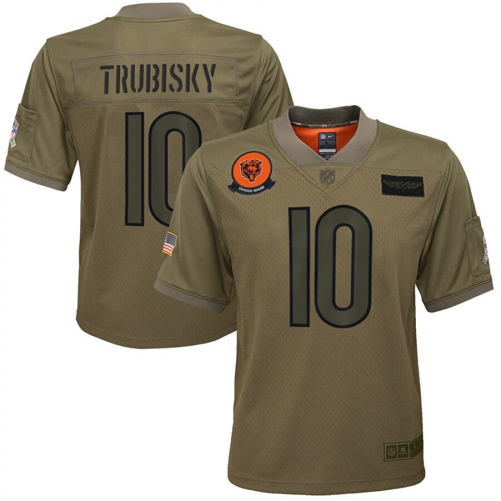 Youth Chicago Bears #10 Mitchell Trubisky 2019 Camo Salute To Service Stitched NFL Jersey 