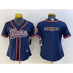 Youth Chicago Bears Navy Team Big Logo With Patch Cool Base Stitched Baseball Jersey 