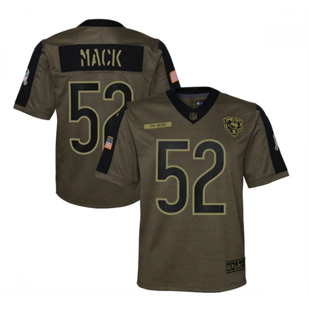 Youth Chicago Bears #52 Khalil Mack 2021 Olive Salute To Service Limited Stitched Jersey 