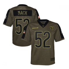 Youth Chicago Bears #52 Khalil Mack 2021 Olive Salute To Service Limited Stitched Jersey 
