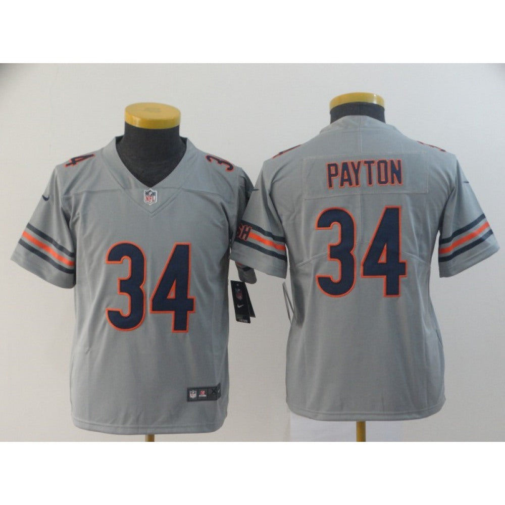 Youth Chicago Bears #34 Walter Payton 2019 Silver Inverted Legend Stitched NFL Jersey 