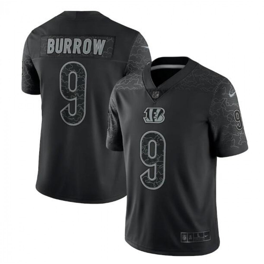 Youth Cincinnati Bengals #9 Joe Burrow Black Reflective Limited Stitched Football Jersey 