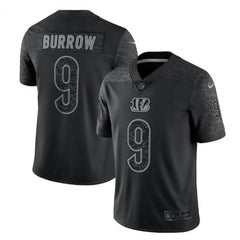 Youth Cincinnati Bengals #9 Joe Burrow Black Reflective Limited Stitched Football Jersey 