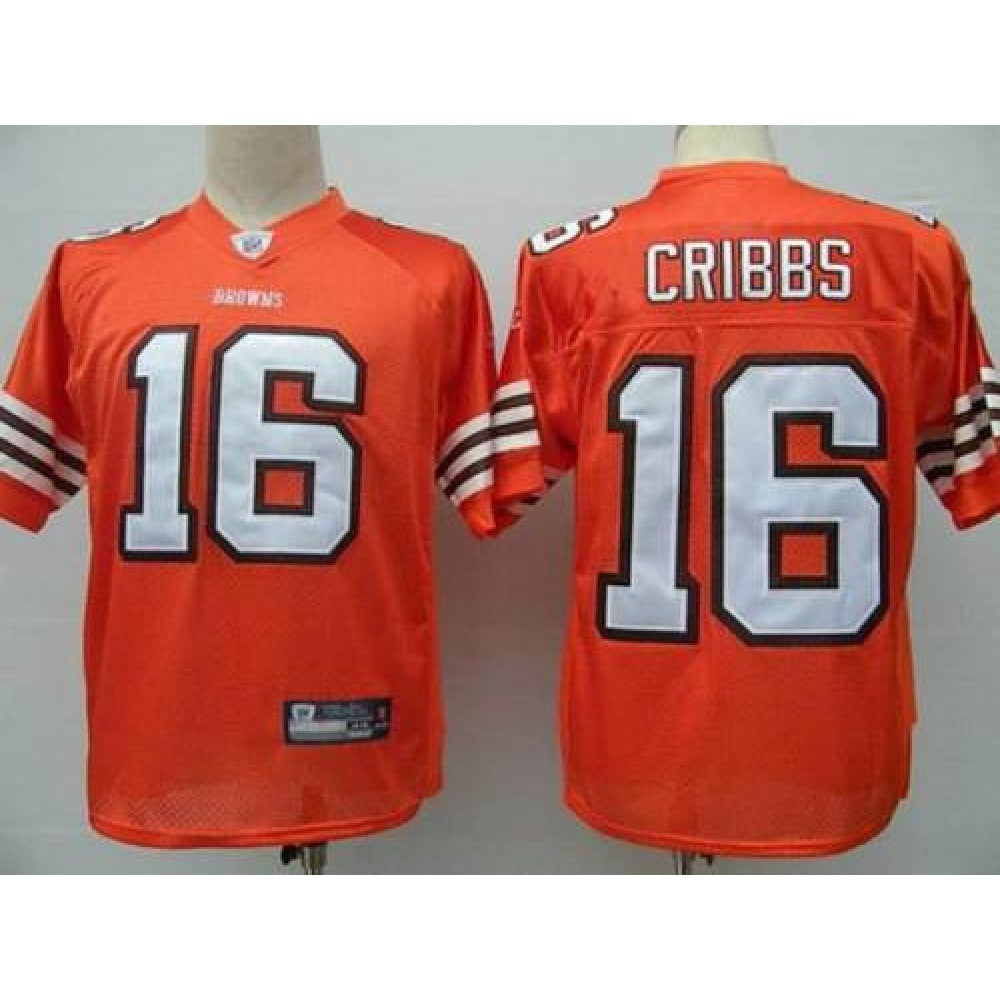 Browns #16 Joshua Cribbs Orange Stitched Youth NFL Jersey 