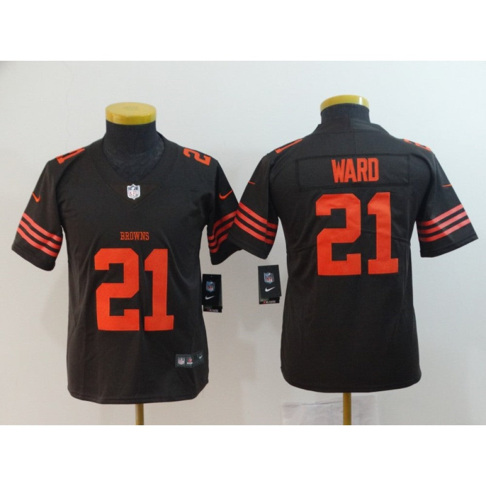 Youth Cleveland Browns #21 Denzel Ward Brown Color Rush Stitched NFL Limited Jersey 