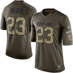Browns #23 Joe Haden Green Youth Stitched NFL Limited Salute to Service Jersey 