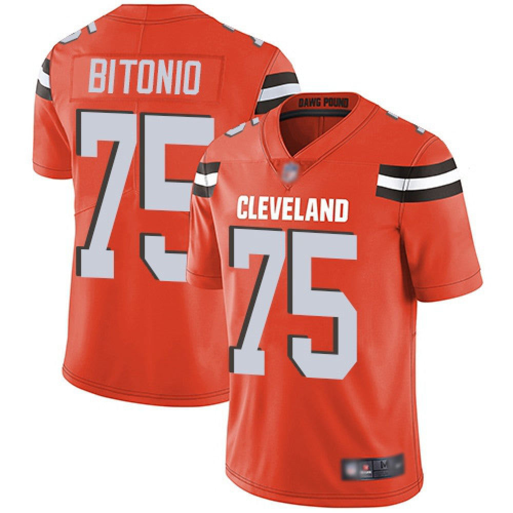 Youth Cleveland Browns #75 Joel Bitonio Orange Vapor Untouchable Limited Stitched NFL Jersey 
