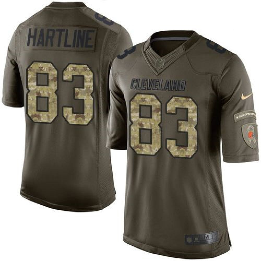 Browns #83 Brian Hartline Green Youth Stitched NFL Limited Salute to Service Jersey 