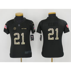 Youth Dallas Cowboys #21 Ezekiel Elliott Black Salute to Service Limited Stitched NFL Jersey 