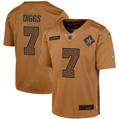 Youth Dallas Cowboys #7 Trevon Diggs 2023 Brown Salute To Service Limited Stitched Football Jersey 