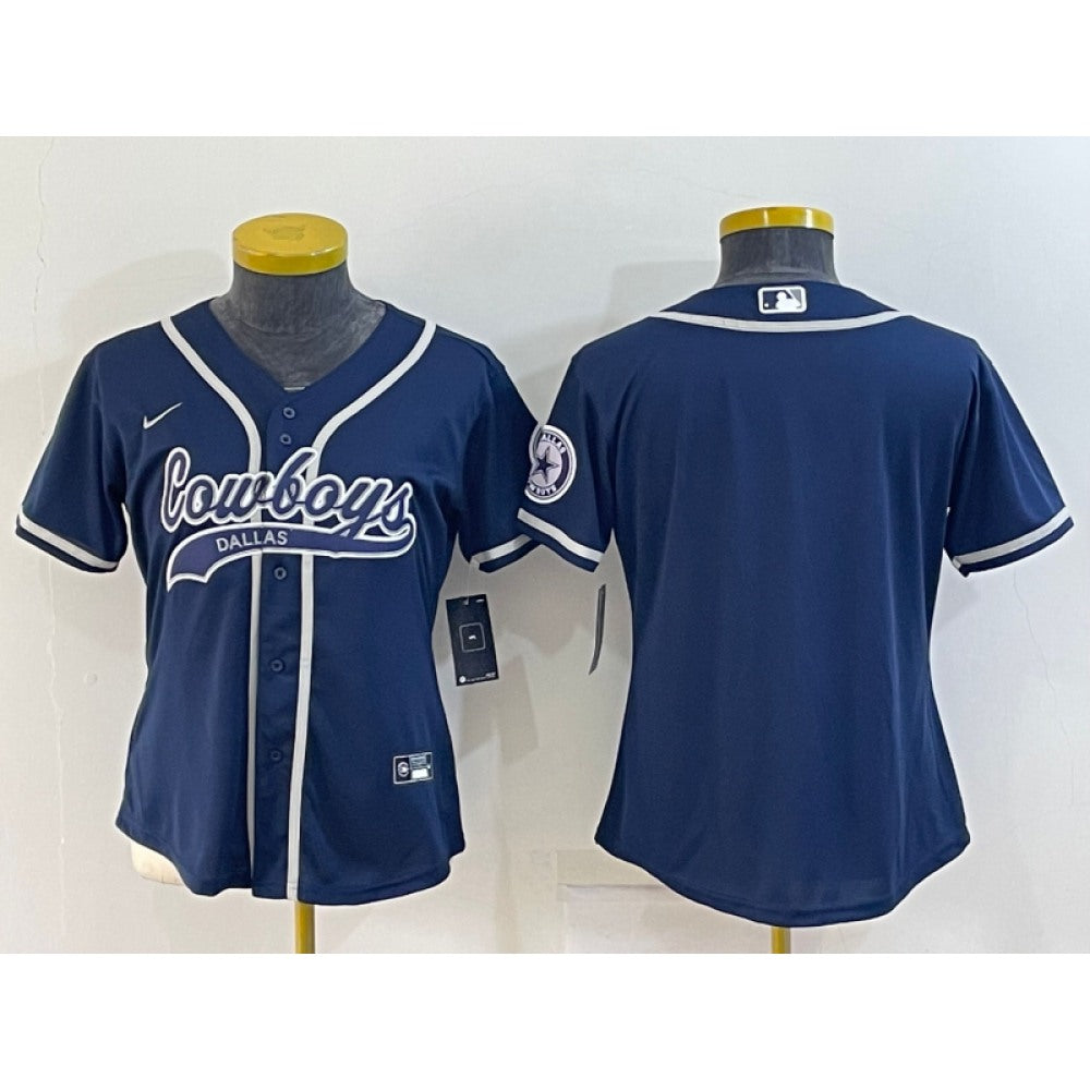 Youth Dallas Cowboys Blank Navy With Patch Cool Base Stitched Baseball Jersey 