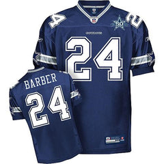 Cowboys #24 Marion Barber Navy Blue With Team 50TH Patch Stitched Youth NFL Jersey 