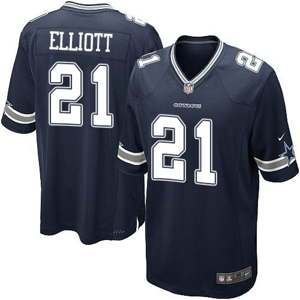Cowboys #21 Ezekiel Elliott Navy Blue Team Color Youth Stitched NFL Elite Jersey 