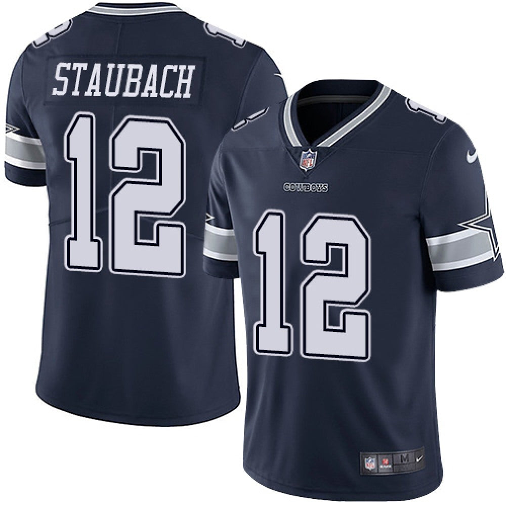 Youth Dallas Cowboys #12 Roger Staubach Navy Vapor Untouchable Limited Stitched Jersey 